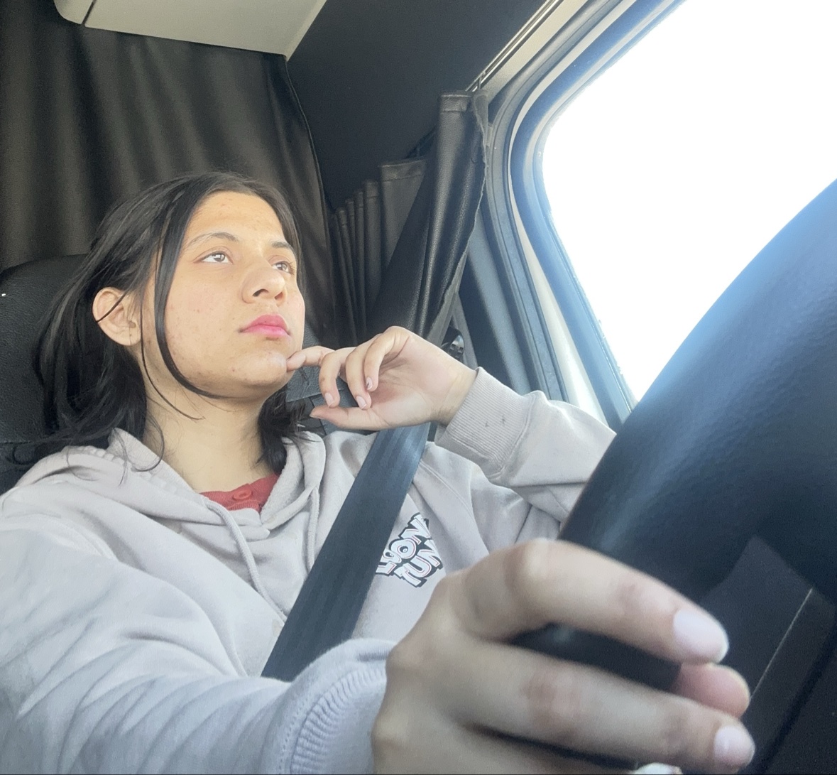 Kamal in her truck cab
